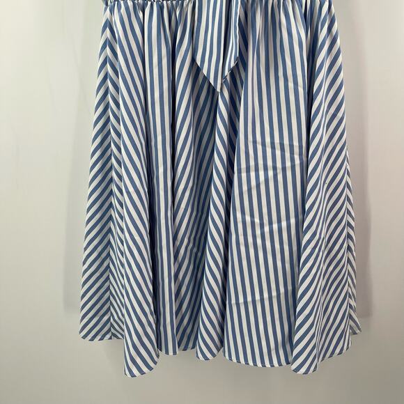 MOLLY BRACKEN Dress Size Small Stripes Nautical Fit and Flare Blue White Summer - Picture 9 of 12
